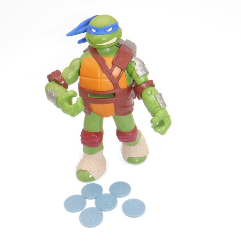 TMNT Flingers Leonardo 6" Action Figure Sewer Covers Teenage Mutant Ninja Turtle